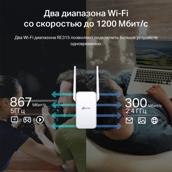 Усилитель сигнала Wi‑Fi AC1200 с поддержкой Mesh 5