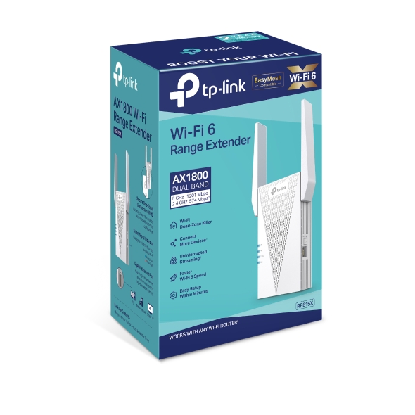 TP-Link RE615X AX1800 Dual-Band Wi-Fi 6 Range Extender RE615X