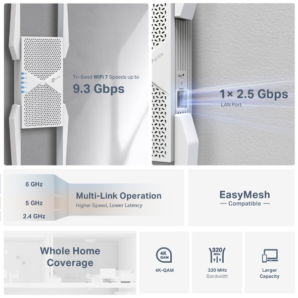 BE9300 Üç Bantlı Wi-Fi 7 Range Extender 5