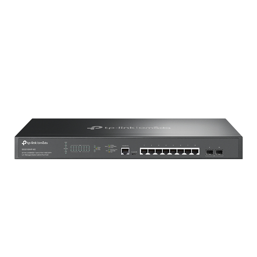 TP-Link Omada 8-Port 2.5GbE PoE+ Switch - 2x 10G SFP+ Ports, 160W Budget, Fanless SG2210XMP-M2