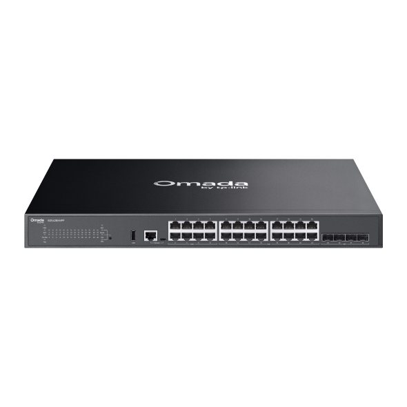 Omada 24-Port Gigabit Stackable Lite L3 Managed PoE++ Switch with 4× 10G Slots 1