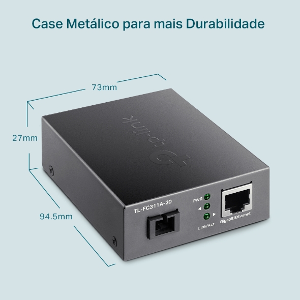 Conversor de Mídia WDM Gigabit Monomodo 1550nm 20km 2
