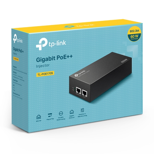 TP-Link 802.3at/af Gigabit PoE Injector , Non-PoE to PoE Adapter , supplies  up to 15.4 W, LED Indicator,Plug & Play , Desktop/Wall-Mount , 100m