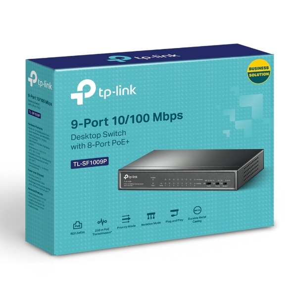 9ポート 10/100Mbps デスクトップスイッチ(8 PoE+ポート搭載) 8