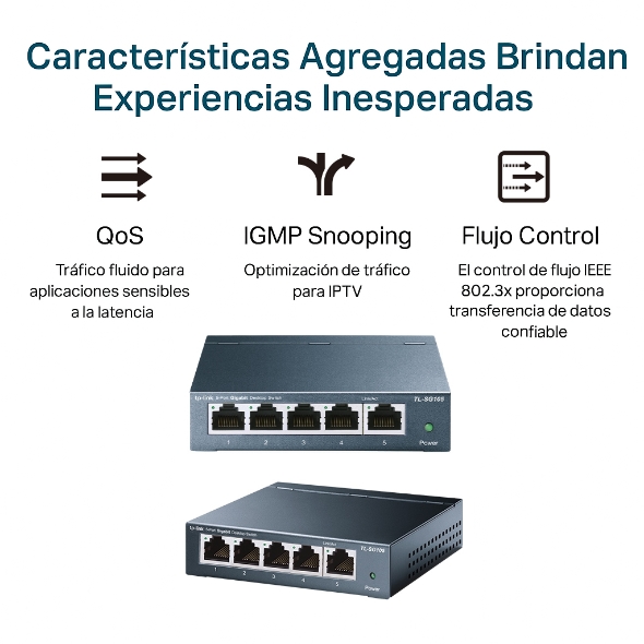 Switch para escritorio de 5 puertos Gigabit 4