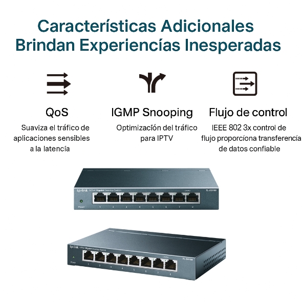 Switch de Escritorio de 8 Puertos de 10/100/1000Mbps 4