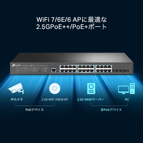 (型番変更:SG3428XPP-M2) JetStream 2.5GBASE-Tポート×24&10GE SFP+スロット×4 L2+マネージスイッチ(PoE+ポート×16&PoE++8ポート搭載) 5