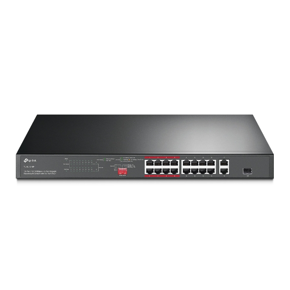 16-Port 10/100 Mbps + 2-Port Gigabit Rackmount Switch with 16-Port PoE+ 1