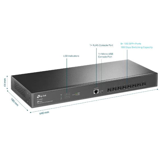 JetStream 8 埠 10GE SFP+ L2+ 管理型交換器