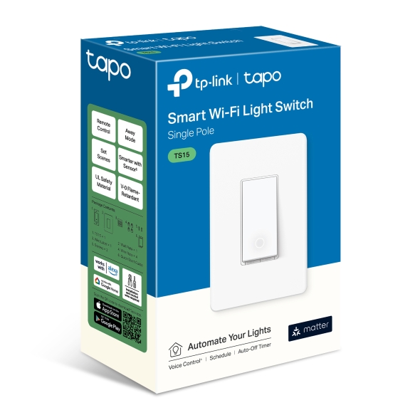 TP-Link - Tapo Smart Wi-Fi Light Switch with Matter - White TS15