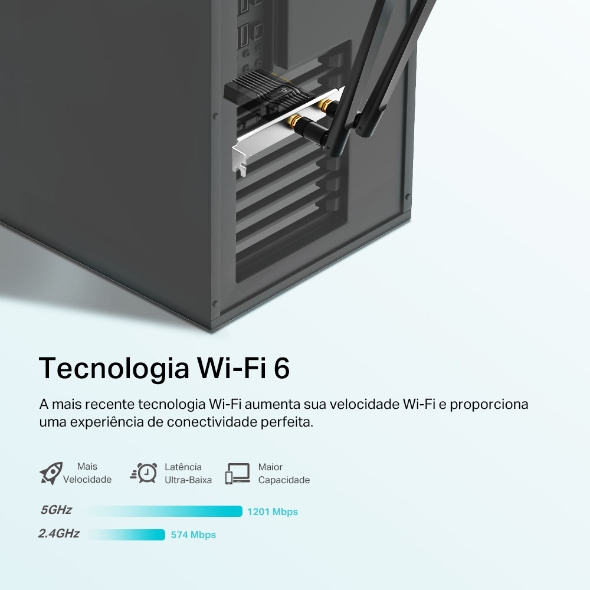 Adaptador WiFi 6 PCIe AX1800 Bluetooth 5.2 2