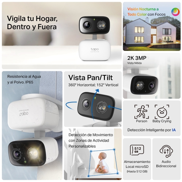 Cámara de Vigilancia Wi-Fi de 360º con Detección IA y Resistencia IP65 4