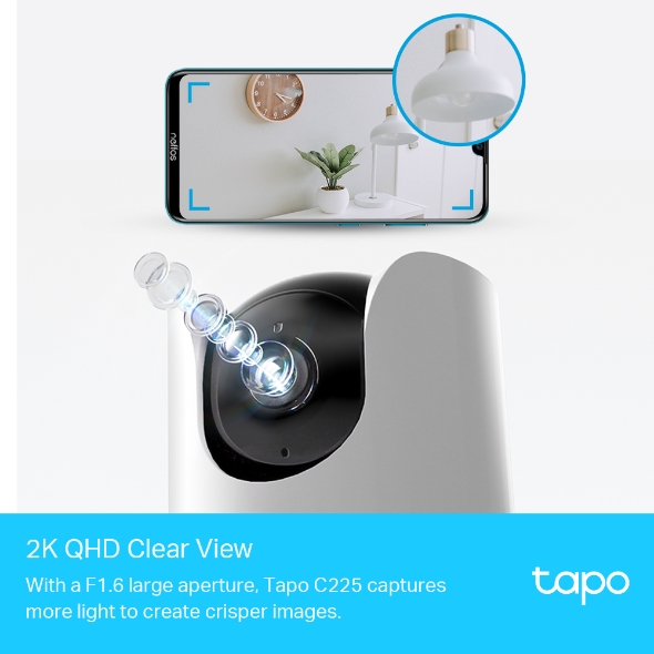 Tapo C225, Pan/Tilt AI Home Security Wi-Fi Camera