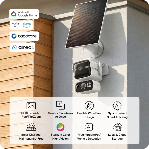 Solar-Powered Dual-Lens Pan/Tilt Security Camera Kit 3