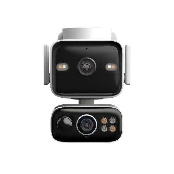 Système de surveillance extérieure : caméra double objectif 4K AOV panoramique/inclinable + panneau solaire 2