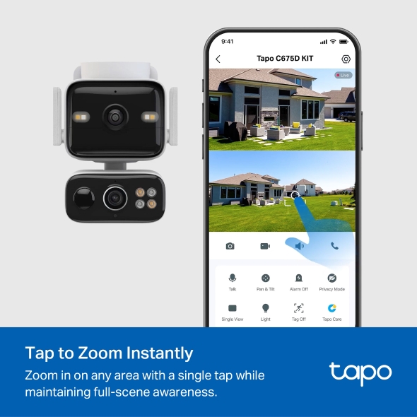 Système de surveillance extérieure : caméra double objectif 4K AOV panoramique/inclinable + panneau solaire 11