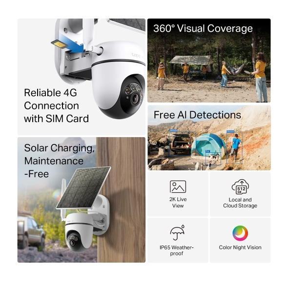 Kit Caméra De Surveillance WiFi Extérieure Tapo C400 - Batterie 5200 MAh, Vision Nocturne Couleur, Détection Personne, IP65