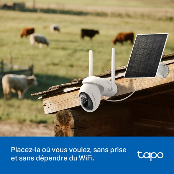 Kit de surveillance caméra 4G WiFi 4K panoramique/inclinable + panneau solaire 6