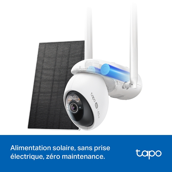 Kit de surveillance caméra 4G WiFi 4K panoramique/inclinable + panneau solaire 7