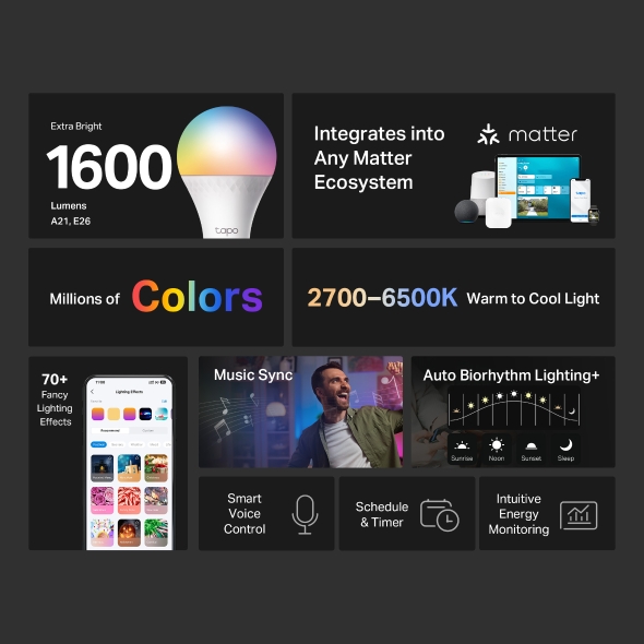 Smart WiFi Light Bulb, 1600 Lumen Multicolor 2