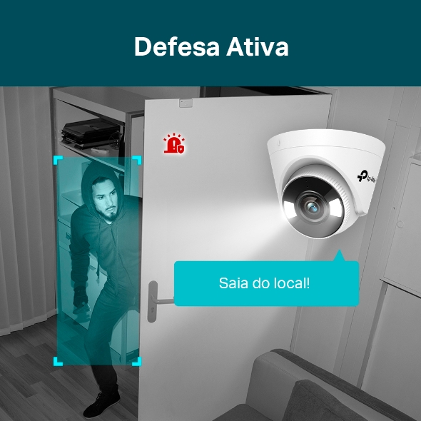 Câmera IP Interna Turret 4MP Colorida IA PoE 6