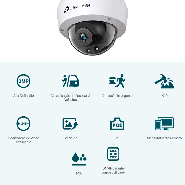 Câmera IP Externa Dome 2MP IR 2
