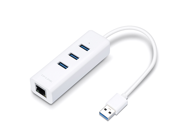 Adaptador USB 3.0 com Porta Ethernet Gigabit & Hub 3 Portas USB-A 3.0