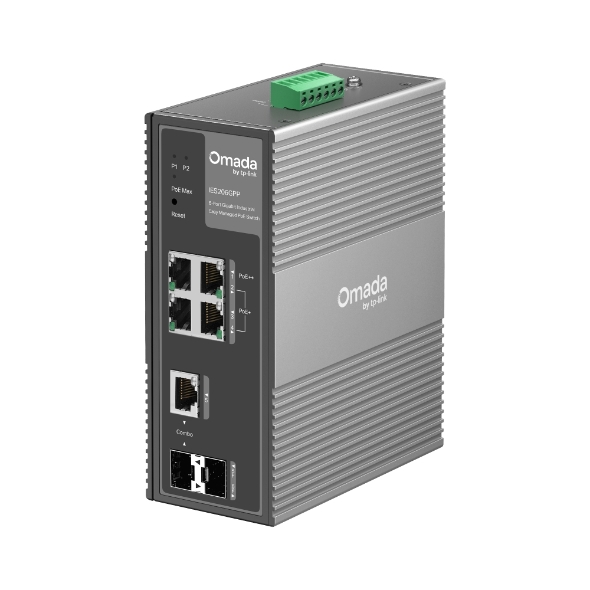 Omada 6-Port Gigabit Industrial Easy Managed Switch with 3-Port PoE+ and 1-Port PoE++ 1