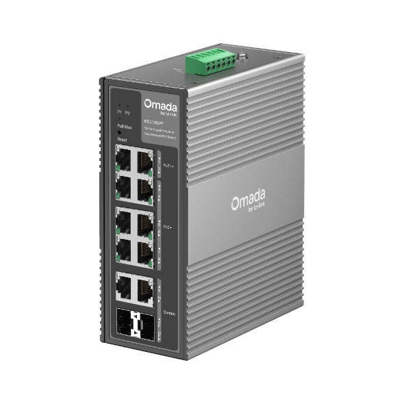 Omada 10-Port Gigabit Industrial Easy Managed Switch with 6-Port PoE+ and 2-Port PoE++ 1