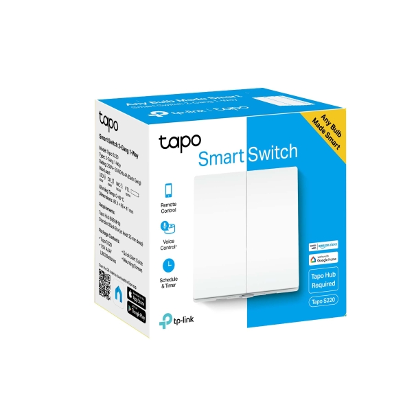 INTERRUPTOR INTELIGENTE INTELIGENTE DOBLE EMPOTRADO TP-LINK TAPO S220