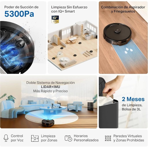 Robot Aspirador y Trapeador 5300Pa con Doble Sistema de Navegación 7