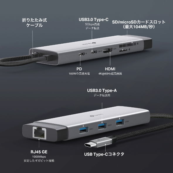 USB Type-C 9in1ハブ 4