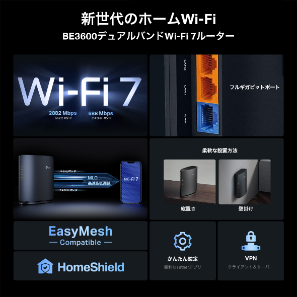 BE3600 デュアルバンドWi-Fi 7ルーター 4