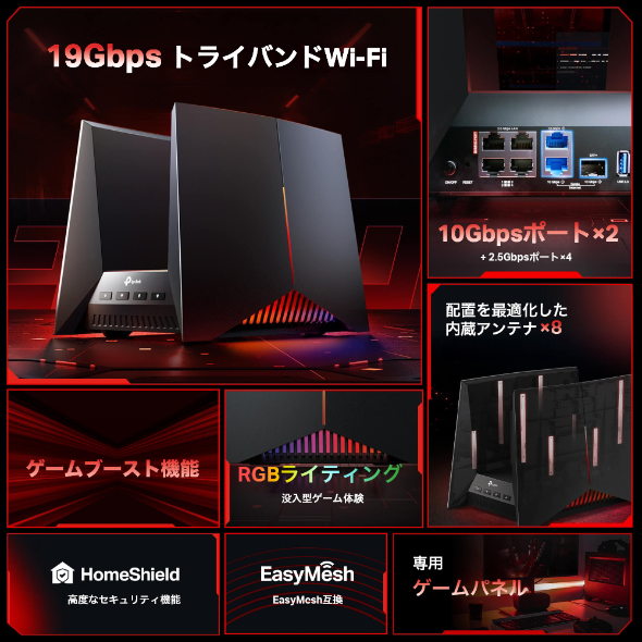 BE19000 トライバンドWi-Fi 7ゲーミングルーター 4