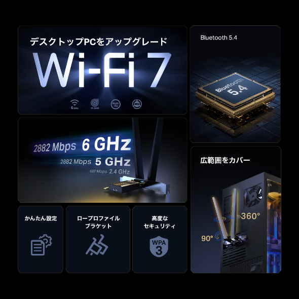 BE6500 Wi-Fi 7 Bluetooth 5.4PCIeアダプター 4
