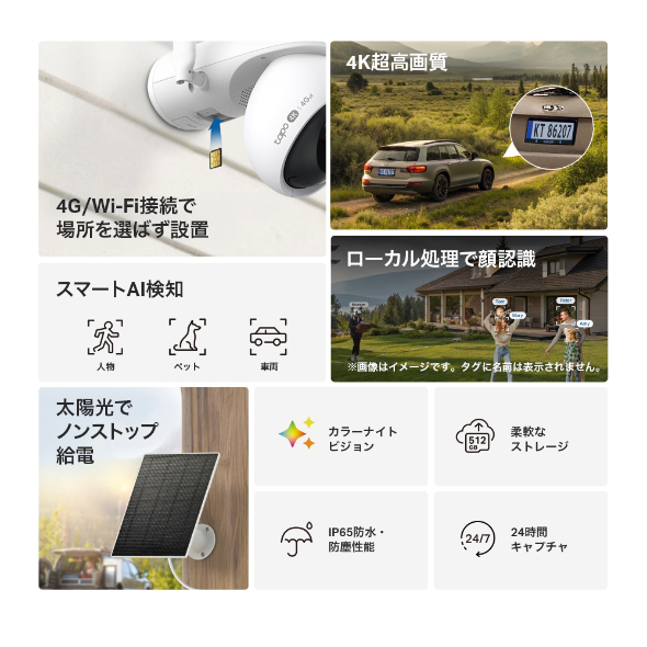 ソーラー給電パンチルトWi-Fi/4Gセキュリティカメラキット 2
