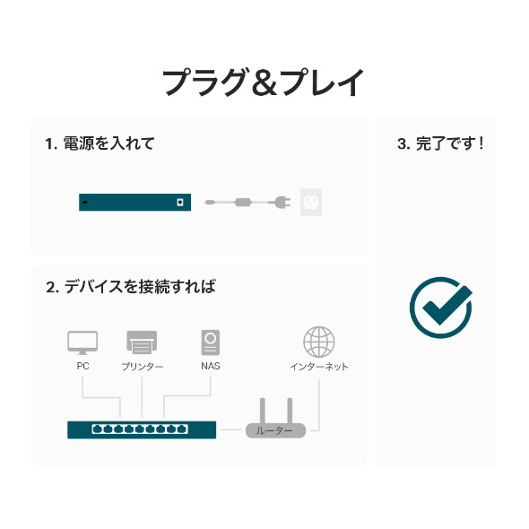 ギガビットポート×24 アンマネージスイッチ（ラックマウント対応） 9