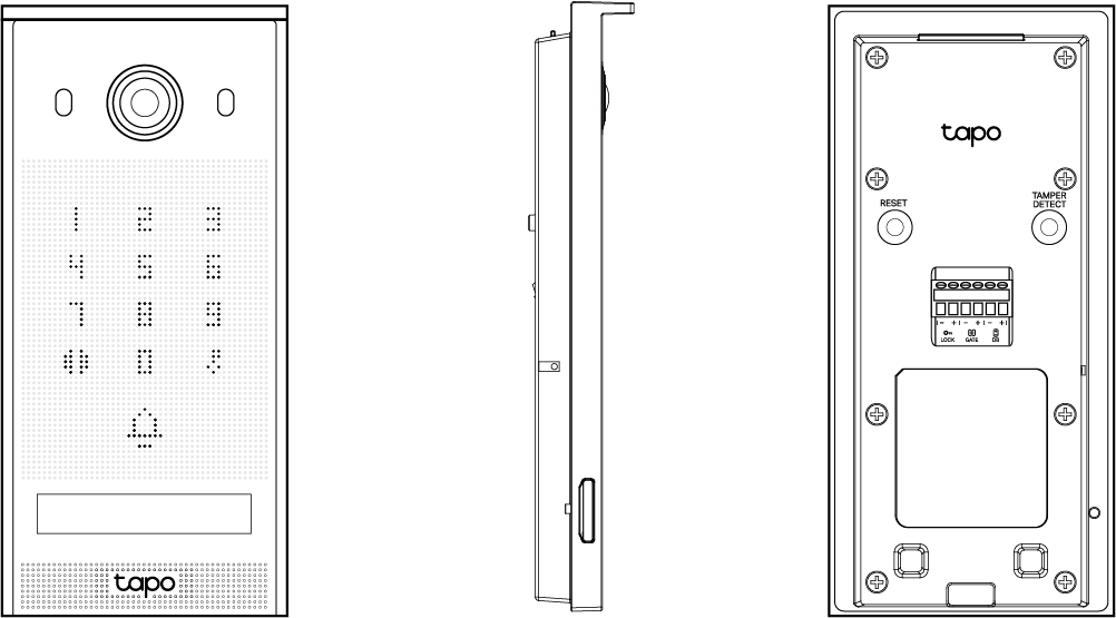 Front, left side, and back panels