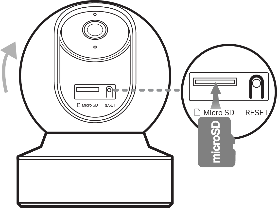Front panel: tilt camera lens up