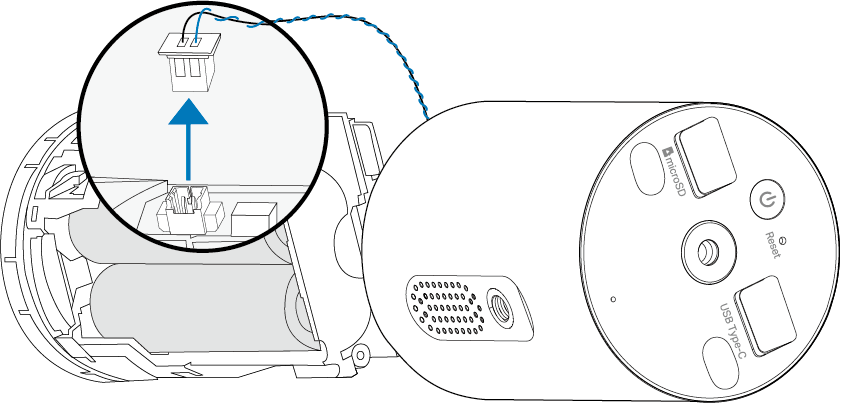 Displays how to unplug the speaker wire.