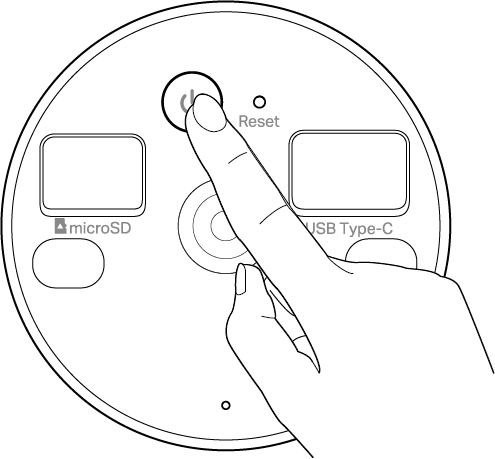 Displays how to press the power button.