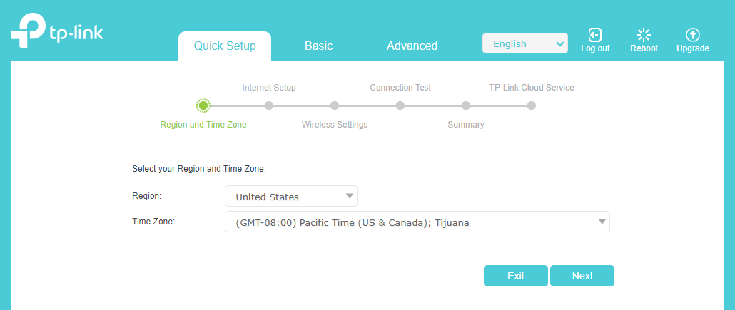 the first step of quick setup