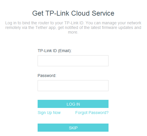 the login page of TP-Link Cloud