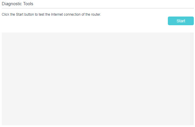 Diagnostics page with a gray box to show results