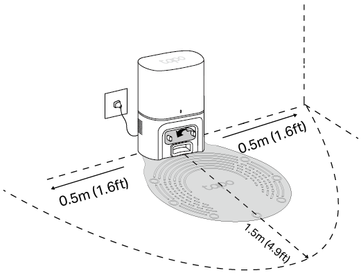 Position the dock against the wall.