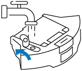 Add water after opening the rubber plug