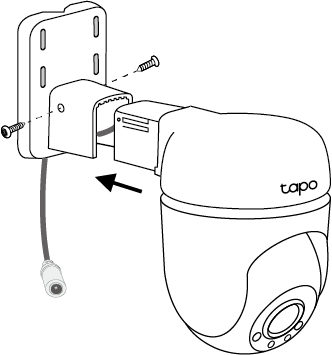 Displays how to affix the camera and bracket