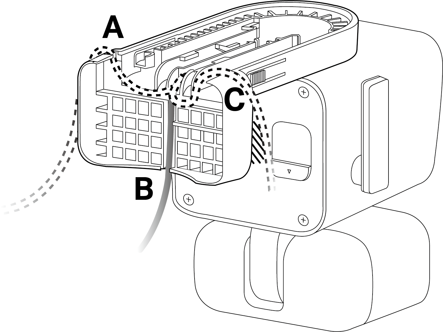 Displays how to route the cable