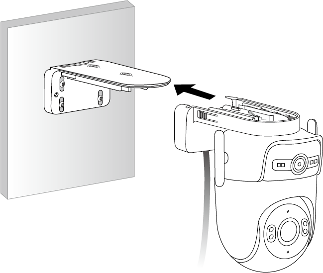 Displays how to attach the camera to the bracket