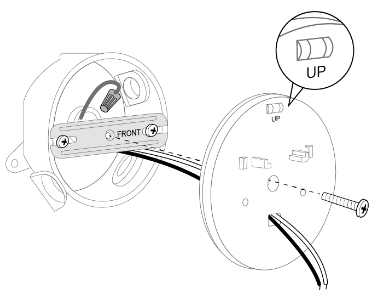 Showing positions of rectangular hole, air bubble, and UP sign